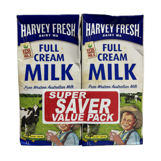 Harvey Fresh Full Cream Milk - Super Saver Value Pack (2pcs x 1L)